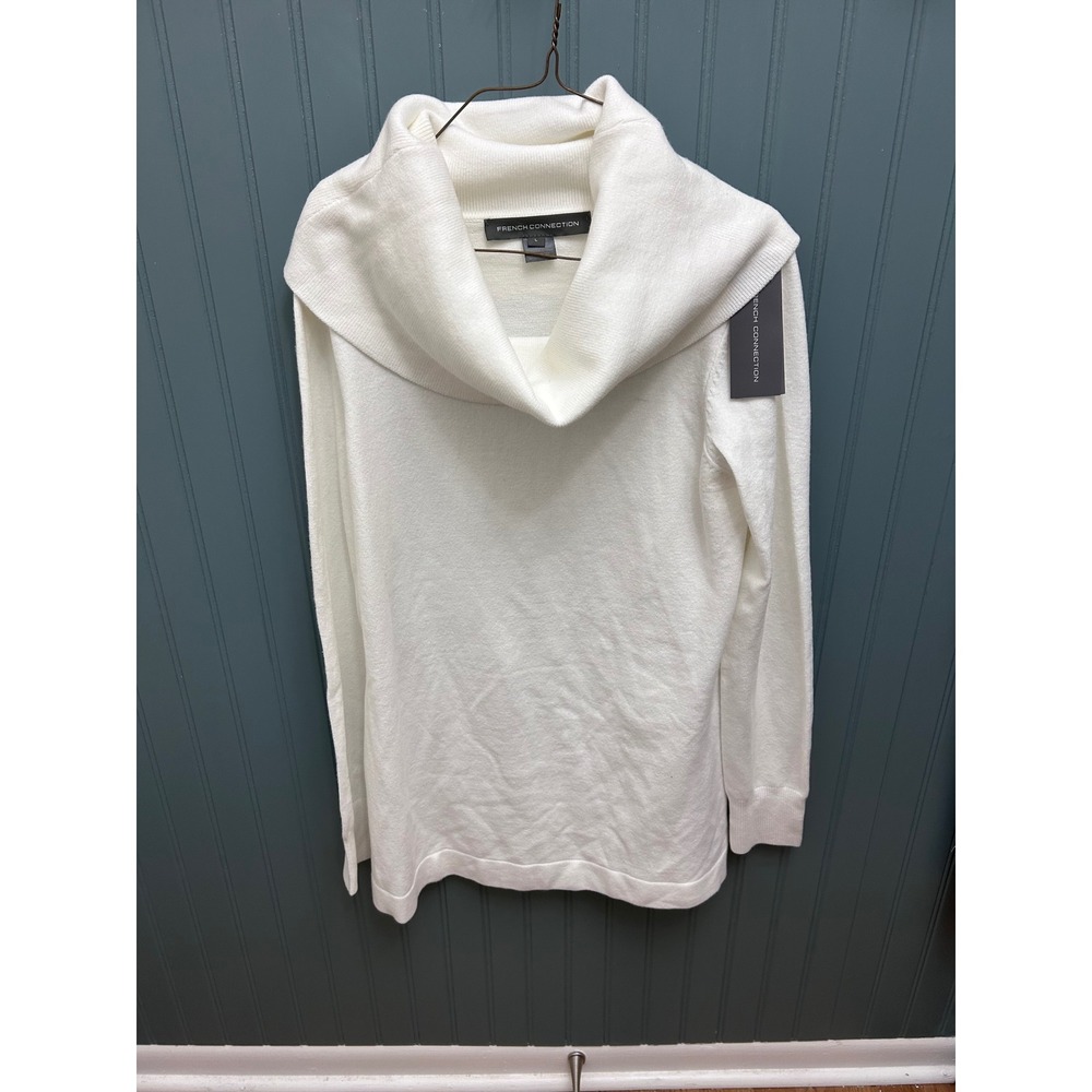French Connectionโ Womens White Cowl Neck Tunic Sweater Size L